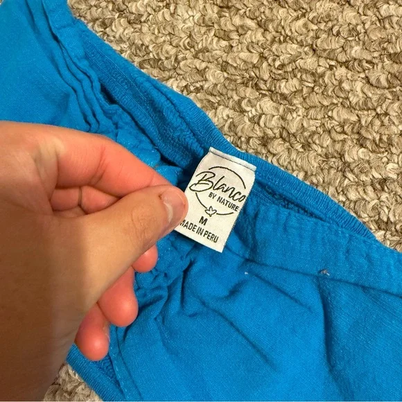 Blanco By Nature Women’s Size Medium Vibrant Blue Ruched Back Bandeau Crop Top - Picture 4 of 6